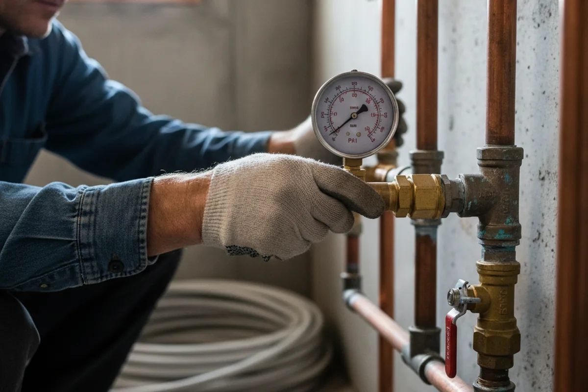 Pressure testing a repaired line during Water Line Repair in Tuscola